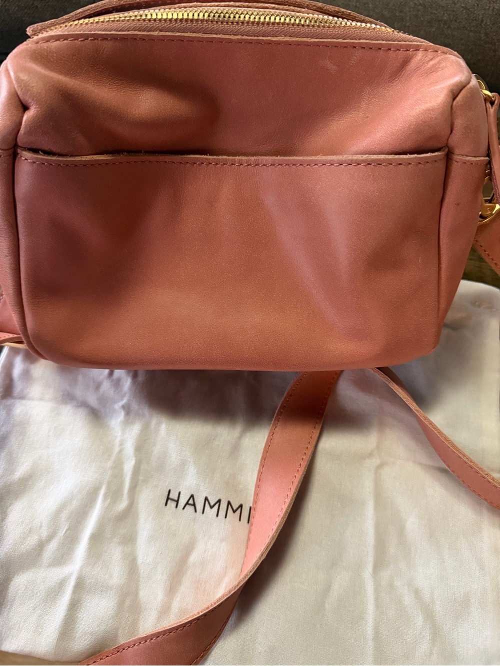 Hammitt Evan crossbody sorbet pink/ brushed gold hammered- SMALL size - Picture 7 of 11